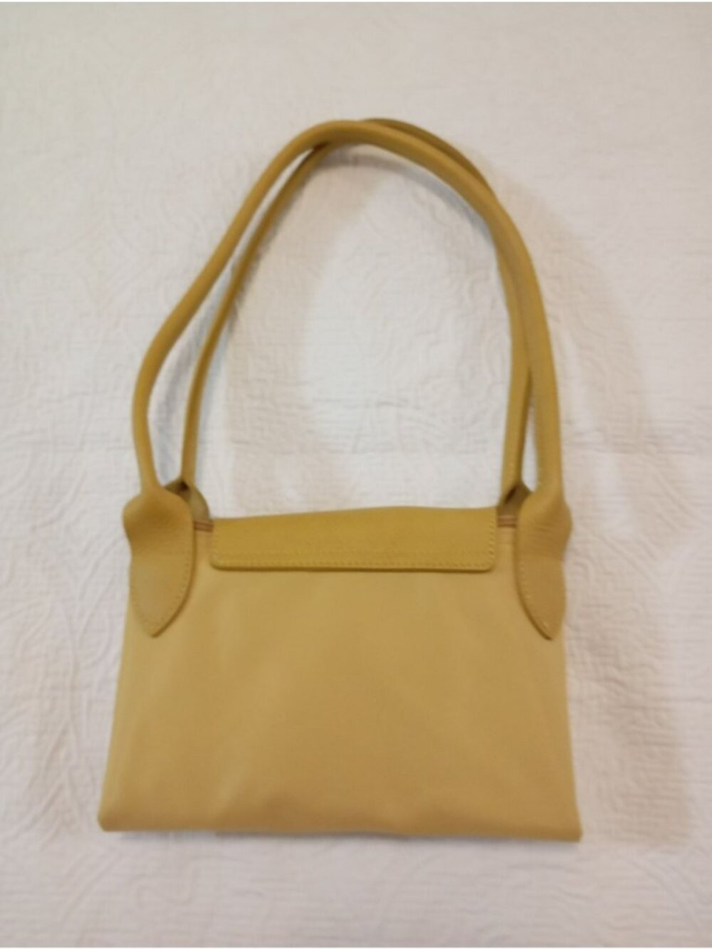 Longchamp Le Pliage Large Yellow Nylon Tote With Leather Handles & Snap Closure - Picture 11 of 14